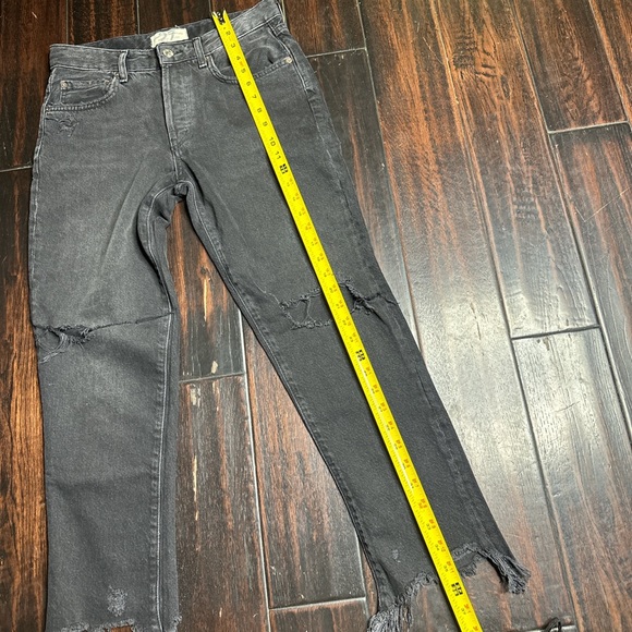 Distressed jeans black ankle length casual BoHo California rock ‘n’ roll - Picture 6 of 7